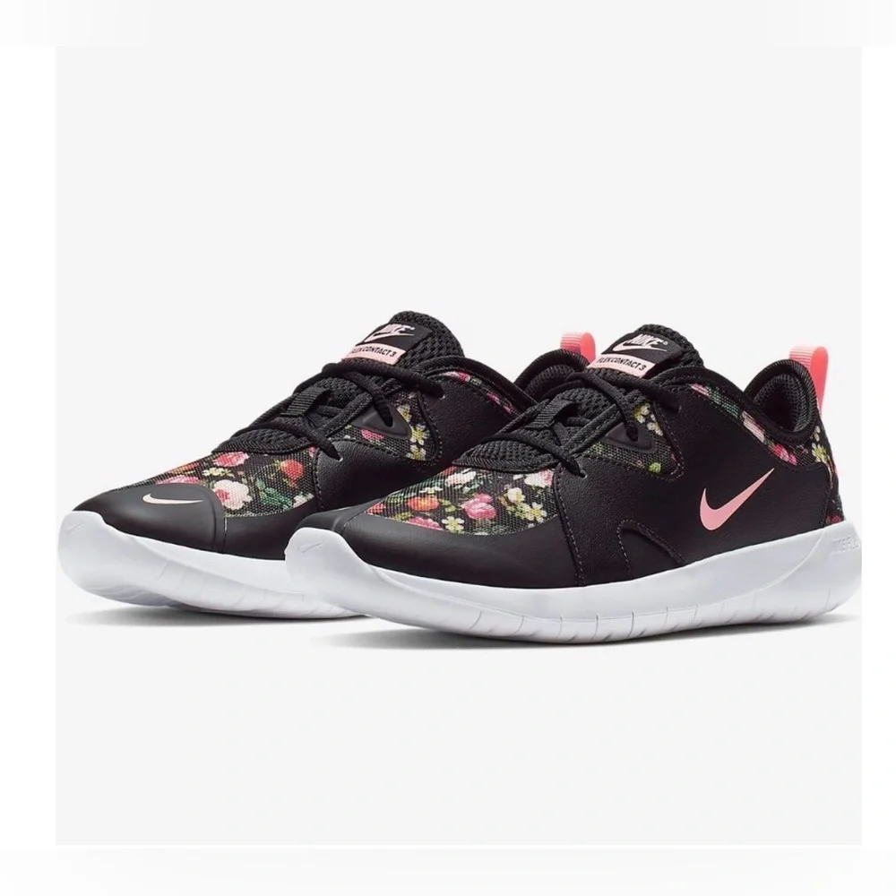 Nike Flex Contact 3 Vintage Inspired Floral Slip-On Sneakers Size